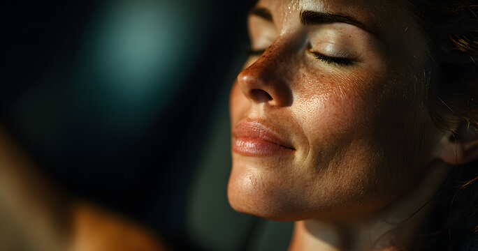 Breathing, relax and woman on reformer machine in studio for cool down exercise for wellness. Peace, equipment and calm female person with recovery on break for pilates class workout in health gym.