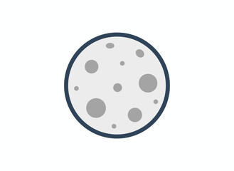 Fototapeta premium A monochrome line‑art icon of a full moon with craters, depicted as a simple, flat vector circle with a porous surface, set against a white background to represent clear nighttime weather