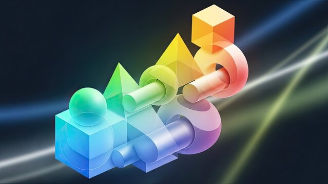 Modern abstract geometric shapes creating vibrant digital art, perfect for backgrounds, technology concepts, or innovative design projects with colorful gradients