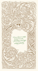 Vintage Baroque Victorian frame border flower pattern vector floral engraved scroll ornament leaf retro decorative design. filigree calligraphic heraldic shield swirl	