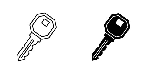 Unlock your creativity with this simple key icon set in black and white perfect for design projects