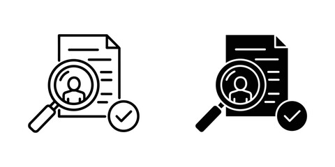 Successful candidate search with magnifying glass and checklist for human resources management