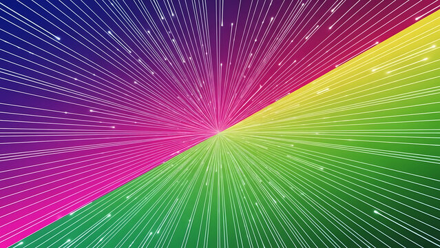 Abstract digital matrix tunnel with rainbow gradient