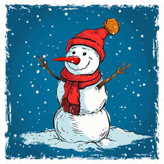 Fototapeta premium snowman doodle, hand drawn vector