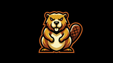 Naklejka premium Mascot Beaver Cartoon in Vector Graphic, Woodcutter Theme for Logo Design and Branding