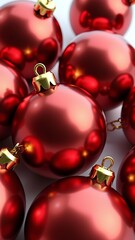 Vibrant Red Christmas Ornaments Background for Holiday Marketing Campaigns, Corporate Website Hero Image, Digital Advertising, and Social Media Posts with Copy Space