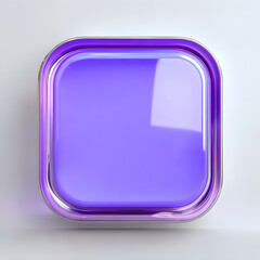 Blank Mobile application icon, button - violet square with round corners. 3d rendering, white background