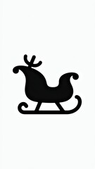 Obraz premium Black silhouette of Santa's sleigh with reindeer antlers, a festive symbol of Christmas and holiday celebrations for design and creative projects
