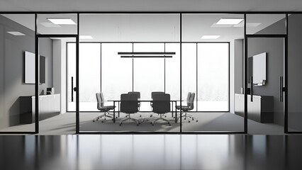 winter zoom background Sleek modern conference room bathed in natural light inspires collaboration
