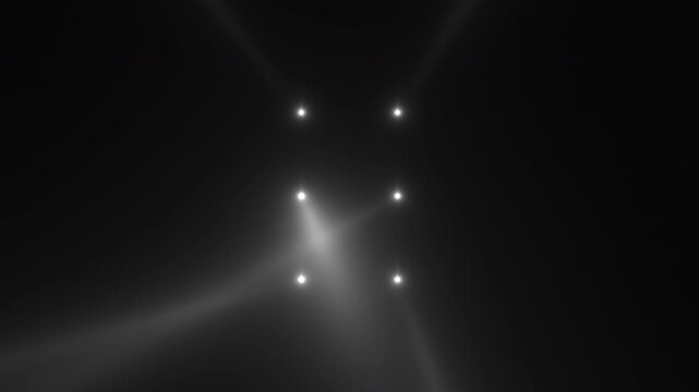 misty monochrome landscape with pulsing lights and structured grid formations