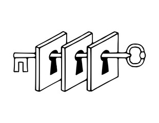 Unlock potential with this symbolic representation of keys and locks, perfect for illustrating access, solutions, or opportunities in a clean, modern style
