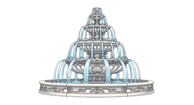 Elegant tiered fountain with cascading water, a classic architectural centerpiece.