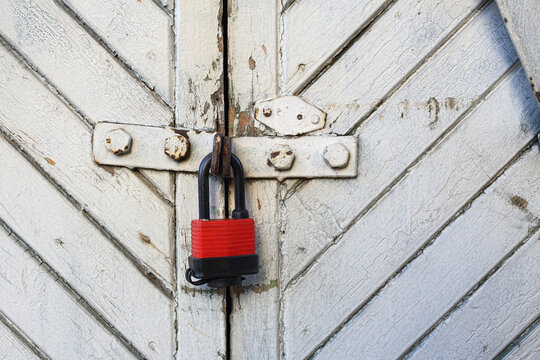 red padlock  garage door