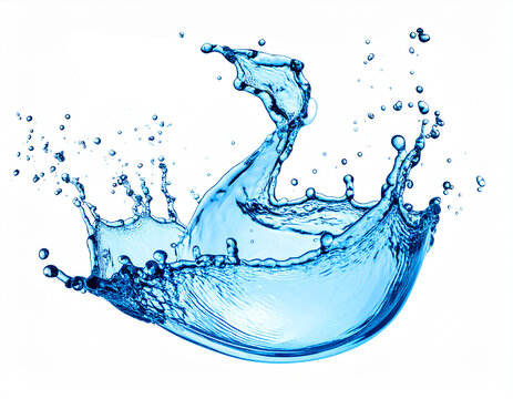 Dynamic blue water splash loop captured in high-resolution on a white background. Purity and motion