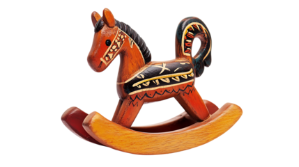 wooden toy horse isolated on white background 