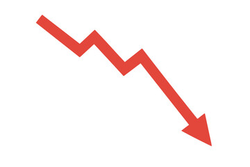 Red zigzag arrow pointing downward symbolizing financial crisis and market crash
