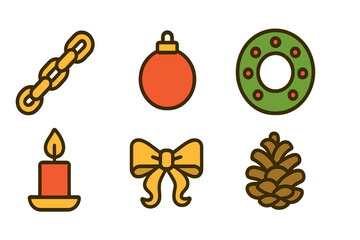 Colorful Christmas and winter holiday decorative elements set