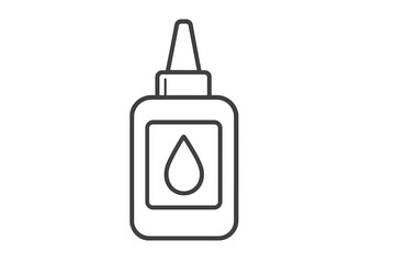 Simple graphic of a small bottle of liquid adhesive with a droplet symbol