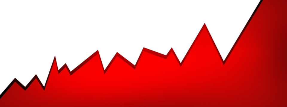 abstract background with red ribbon, gradient red shadow illustration red stock market graph chart showing business growth isolated on white or transparent png