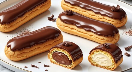 Delicious Chocolate Eclairs - A Decadent Pastry Delight.