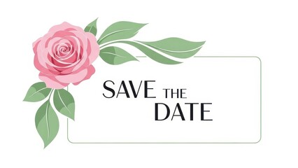 Elegant Pink Rose Save The Date Wedding Invitation Card.
