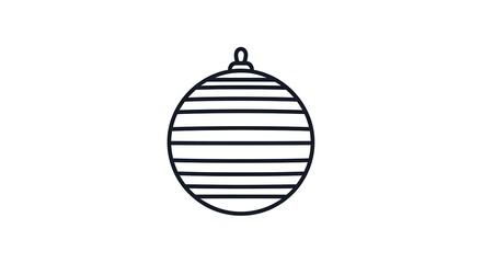 Simple black and white Christmas ornament illustration on white background.