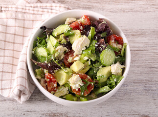 salad with chicken, feta and avocado salad