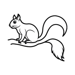 Obraz premium Squirrel Sitting on a Branch Outline animal rodent