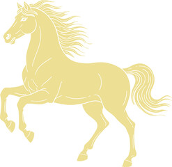 Dynamic Golden Horse Silhouette Rearing with Majestic Flowing Mane