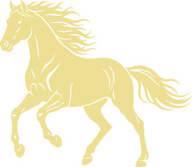 Majestic Golden Horse Silhouette in Dynamic Motion Representing Grace and Power