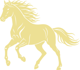 Majestic Golden Horse Silhouette in Dynamic Motion Representing Grace and Power