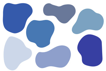 Abstract Organic Shape Set in Blue Tones