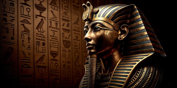 Egyptian pharaoh with golden headdress 