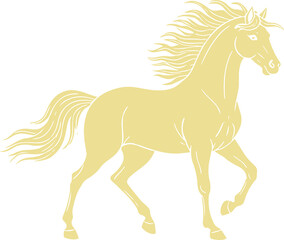 Elegant Golden Horse Silhouette A Majestic Equine Digital Artwork
