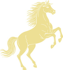 Dynamic Golden Horse Silhouette Expressing Strength and Elegance