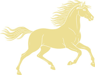 Dynamic Golden Horse Silhouette Art Graceful Equine Movement