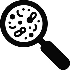Magnifying Glass with Microbes &ndash; Bacteria Search, Microbiology, Pathogen Detection, Germ Investigation, Medical Research, Science Icon