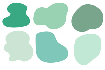 Abstract Organic Shape Set in Green Tones