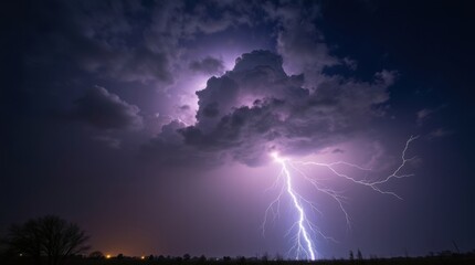 Un rayo en un cielo nocturno oscuro