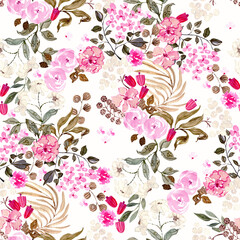 seamless pattern with flowers on light background