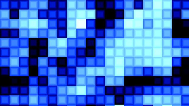 Schnell bewegendes blaues Mosaikmuster, Videohintergrund, Action, Farbenfrohe, grafische Designelemente in Farbe und Textur als bewegter Videohintergrund