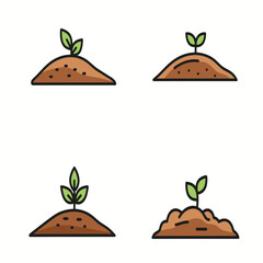 Set of soil sprout icons for agriculture and gardening concept