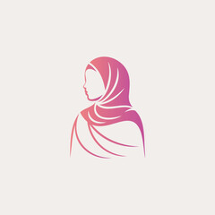 Beautiful muslim woman wearing hijab fashion logo