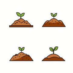 Set of cartoon sprouts in soil vector illustration design