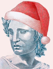 Symbolic Effigy of the Republic, 100 reais banknote with Christmas cap, Christmas promotion, Brazil Christmas discount, 100 reais banknote