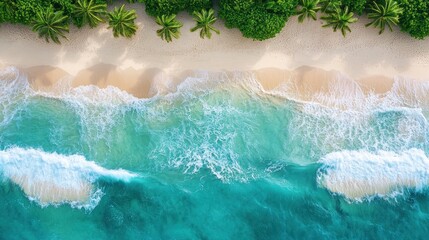 Aerial view of tropical beach with turquoise water