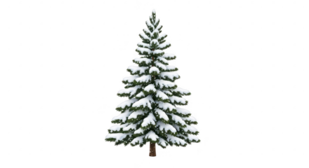 Snow-covered christmas tree isolated on transparent background