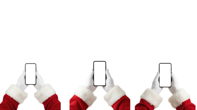 Santa Hands Holding Phone