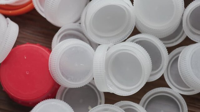 Close-Up of Plastic Bottle Caps