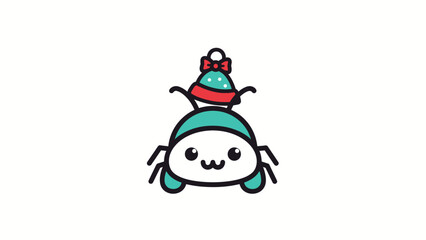 Adorable Christmas Spider with a Hat Illustration Festive Cute Spider Graphic for Holiday Projects